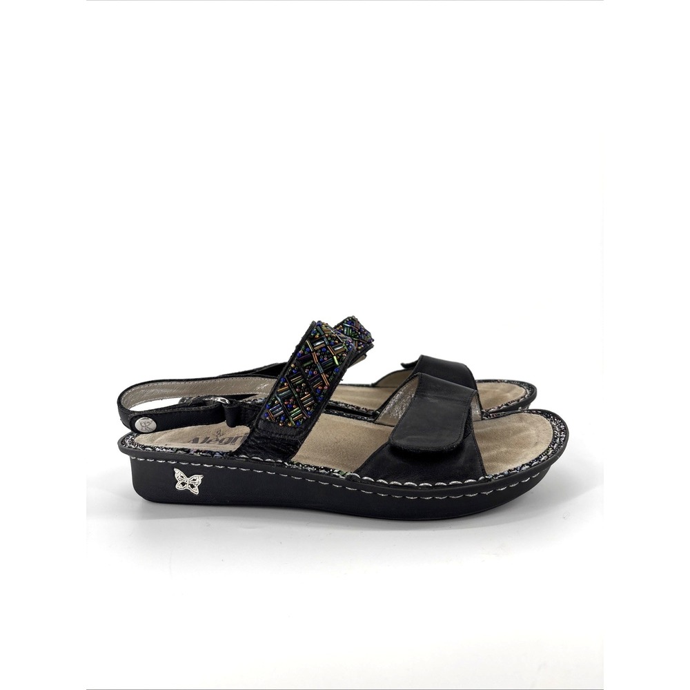 Alegria Verona Sandal Womens 9-9.5 EU 40 Black Leather Beaded Slingback Ver-649